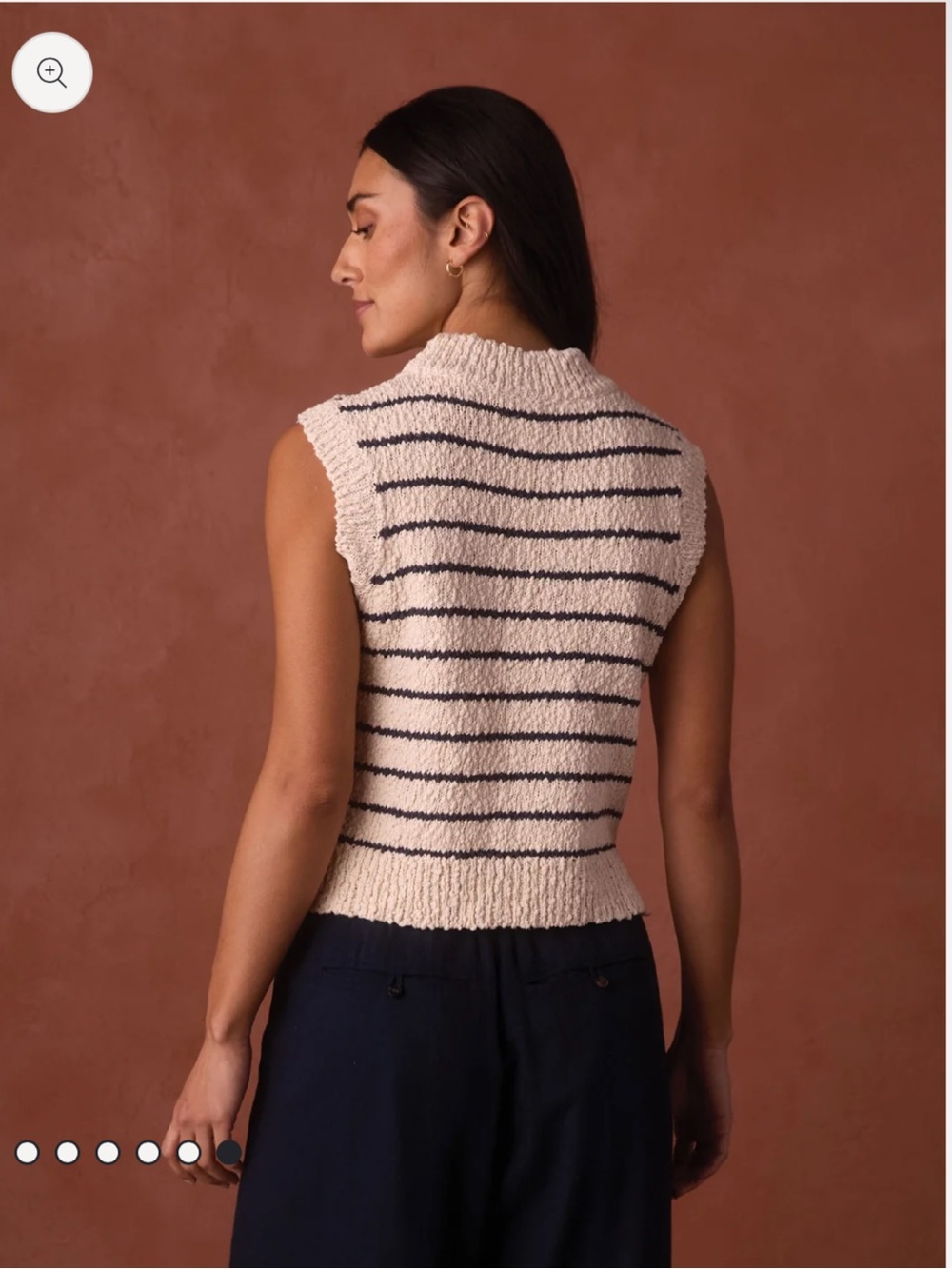 The Normal Brand Louise Knit Tank in Cream/ Navy Stripe Size Medium - Picture 4 of 7